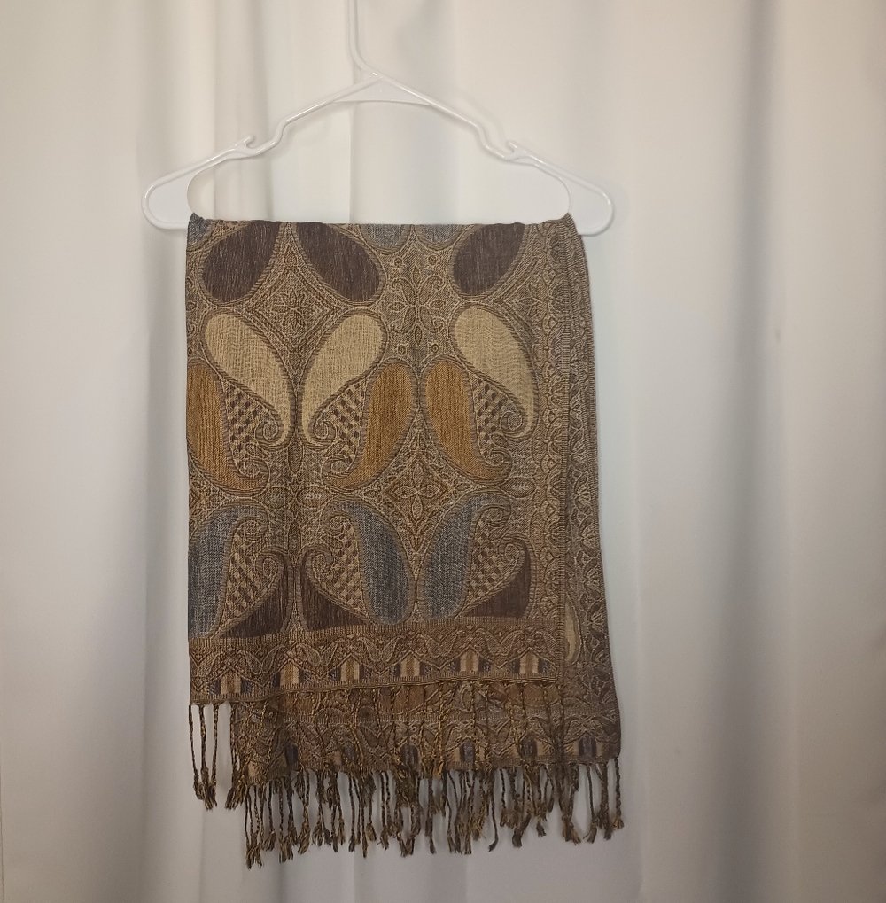 Tucci Italy Womens Cashmere Scarf Wrap Paisley Bohemian *Read Description